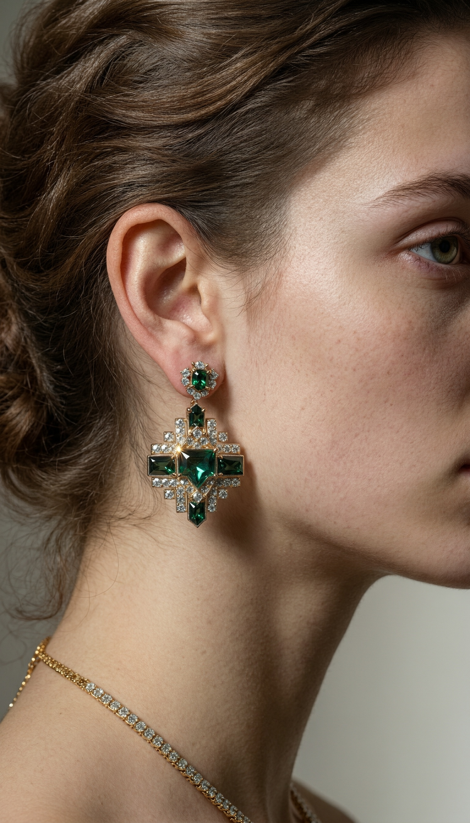 Haute couture evening fashion and bijou — editorial hero frame